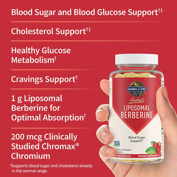 Berberina Lipozomala cu Cromium si Probiotic pentru Glicemie si Metabolism - Garden of Life Herbals - 60 capsule - Protein4Life