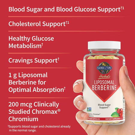 Berberina Lipozomala cu Cromium si Probiotic pentru Glicemie si Metabolism - Garden of Life Herbals - 60 capsule - Protein4Life