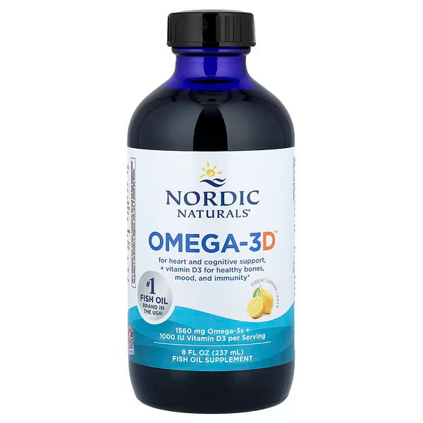 Omega-3D cu Vitamina D3 - Nordic Naturals - 1560 mg - 237 ml - Lemon