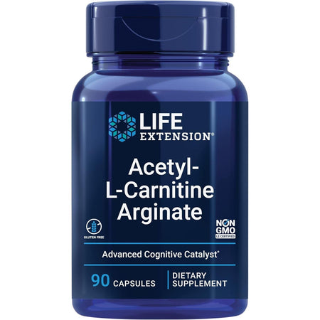Acetyl L - Carnitine Arginate pentru Energie Mitocondriala, Creier si Sistem Nervos - Life Extension - 90 Capsule Vegetale - Protein4Life