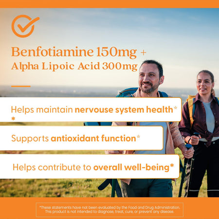 Acid Alfa Lipoic ALA 300 mg cu Benfotiamina 150 mg si Leucina pentru Metabolismul Glucozei si Suport Neurologic - Doctor's Best - 60 capsule - Protein4Life