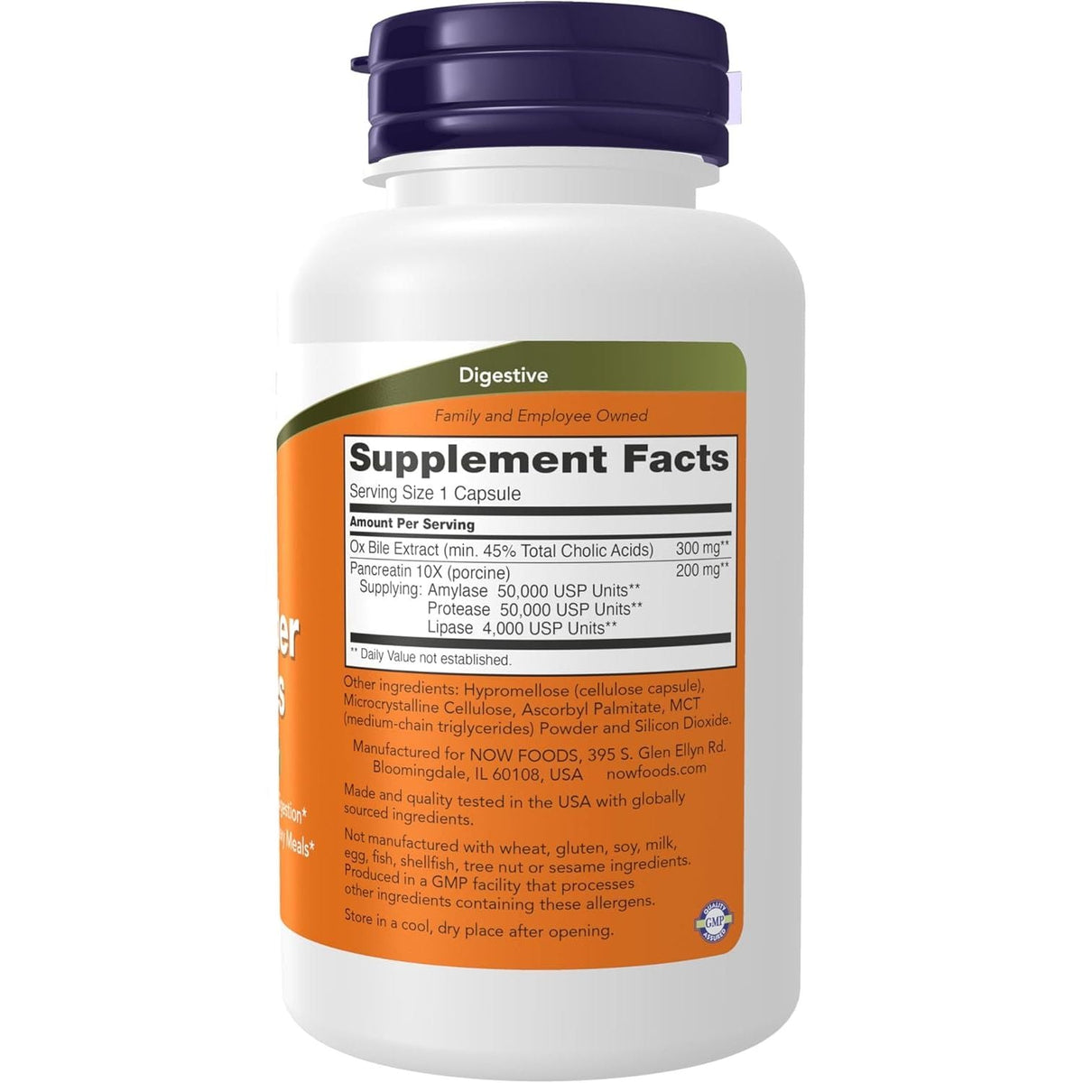 Acizi Biliari cu Enzime Digestive si Pancreatina pentru Suportul Colecistului, Pancreasului, Bilei si Digestiei Grasimilor - NOW Foods - 90 capsule - Protein4Life
