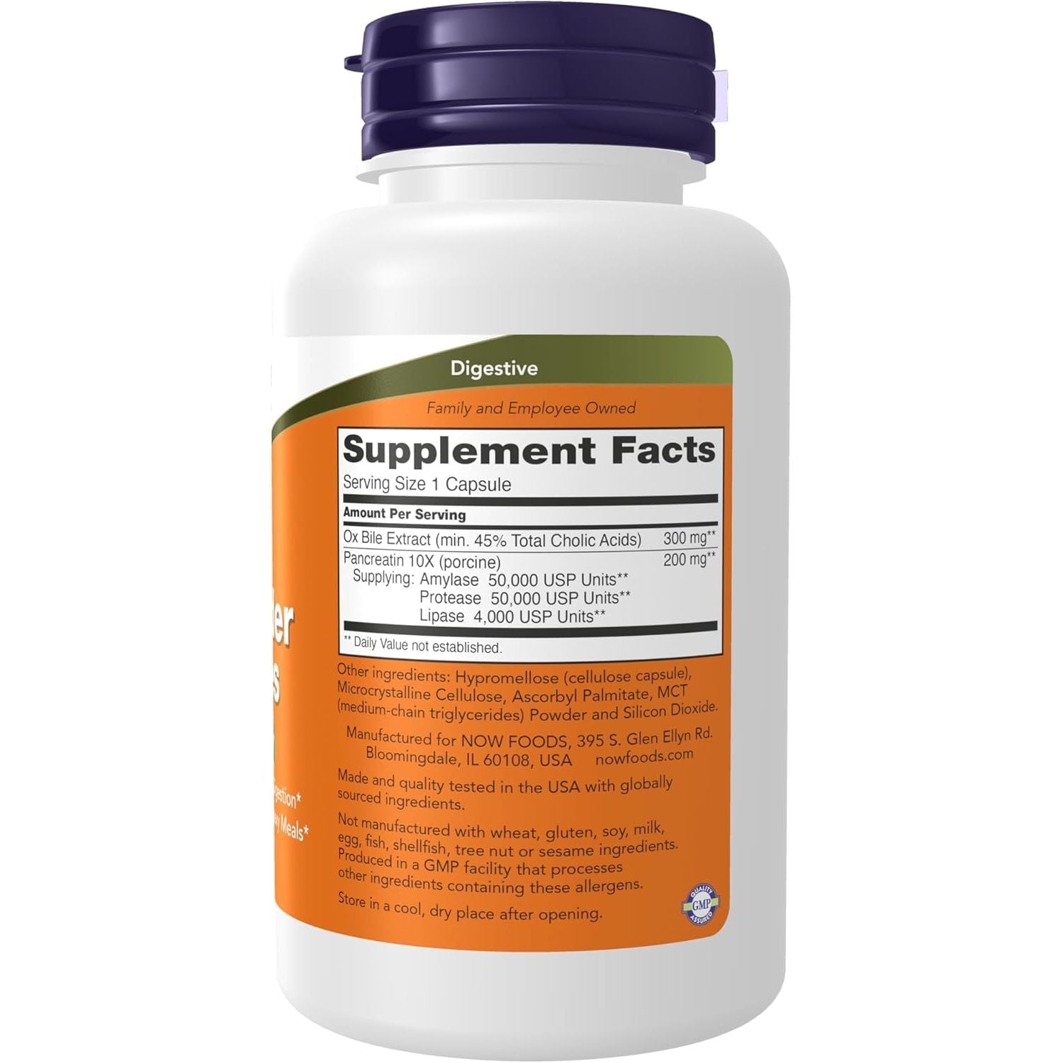 Acizi Biliari cu Enzime Digestive si Pancreatina pentru Suportul Colecistului, Pancreasului, Bilei si Digestiei Grasimilor - NOW Foods - 90 capsule - Protein4Life