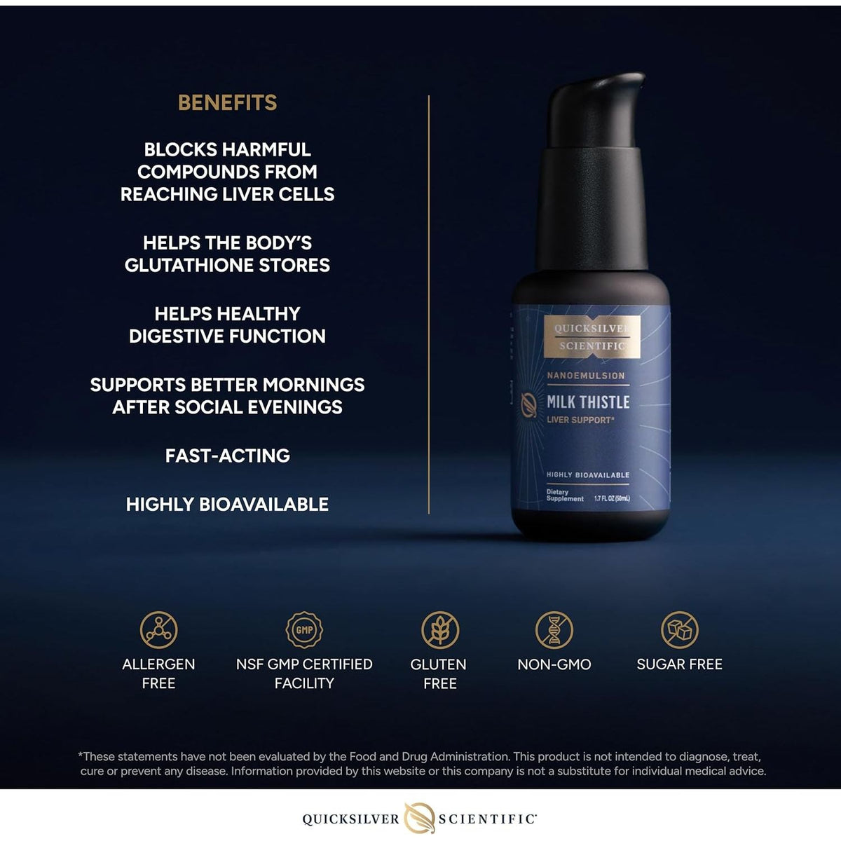 Armurariu Lipozomal – Silimarină Nanoemulsie – Quicksilver Scientific - 50 ml - Protein4Life