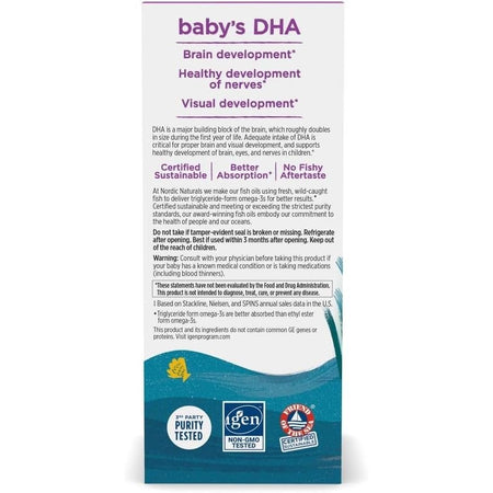 Baby's DHA Fish Oil - Ulei de Peste cu Vitamina D3 - Nordic Naturals - 60 ml - Protein4Life