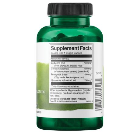 Berberina Complex cu Scortisoara Schinduf si Gymnema - Swanson - 90 capsule - Protein4Life