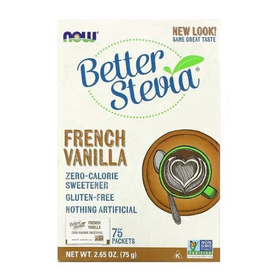 Better Stevia Packets, French Vanilla, 75 plicuri, Now Foods - Protein4Life