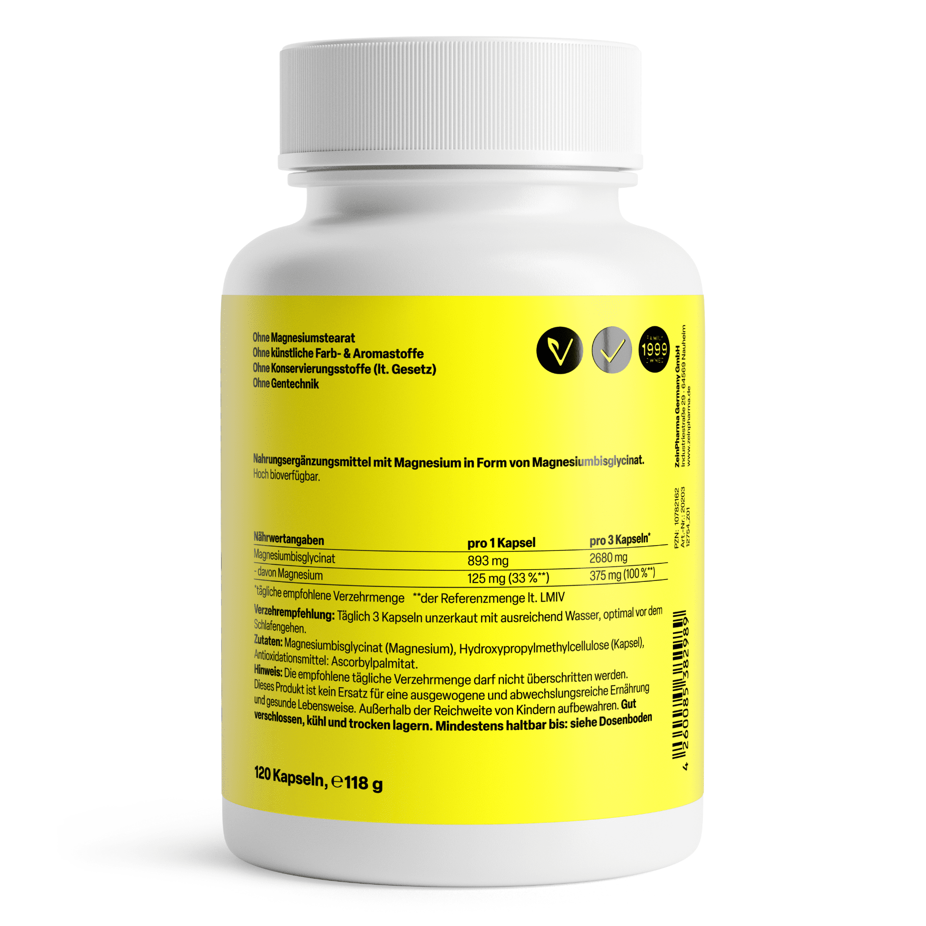 Bisglicinat de Magneziu Chelat - Zein Pharma - 375 mg - 120 capsule - Protein4Life