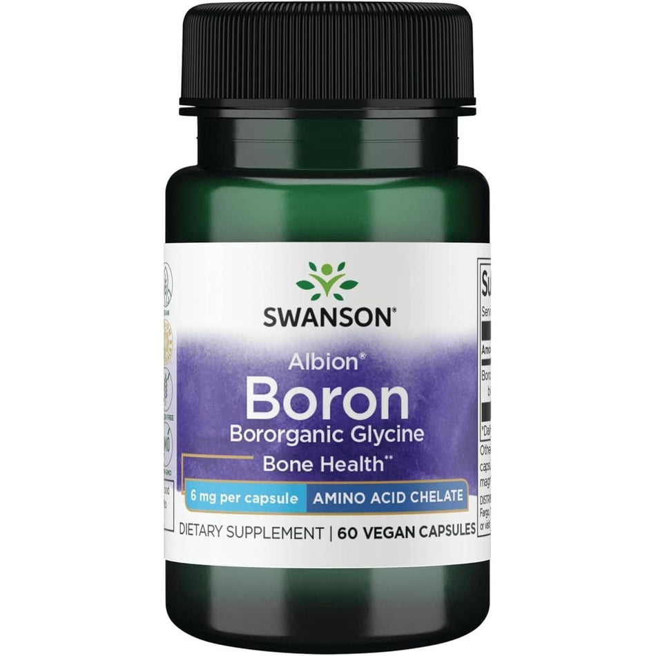 Boron Albion Bororganic Glycine 6 mg pentru Absorbtie Optima si Echilibru Mineral - Swanson - 60 capsule - Protein4Life