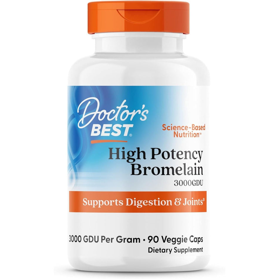 Bromelaina de Inalta Potenta, High Potency Bromelain 300 GDU 500 mg, 90 capsule, Doctor's Best - Protein4Life