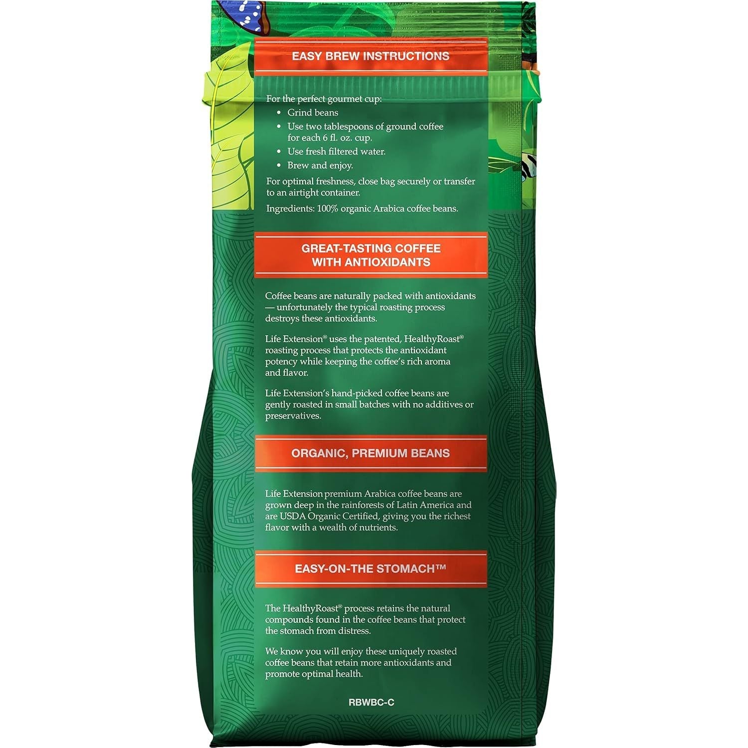 Cafea Organica Boabe - Fara Gluten - Whole Bean Coffee - Life Extension - 340 grame - Protein4Life