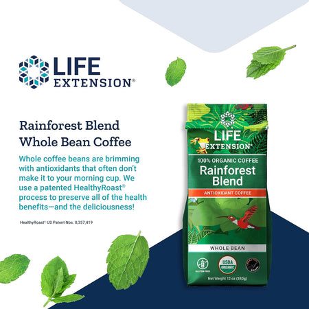 Cafea Organica Boabe - Fara Gluten - Whole Bean Coffee - Life Extension - 340 grame - Protein4Life