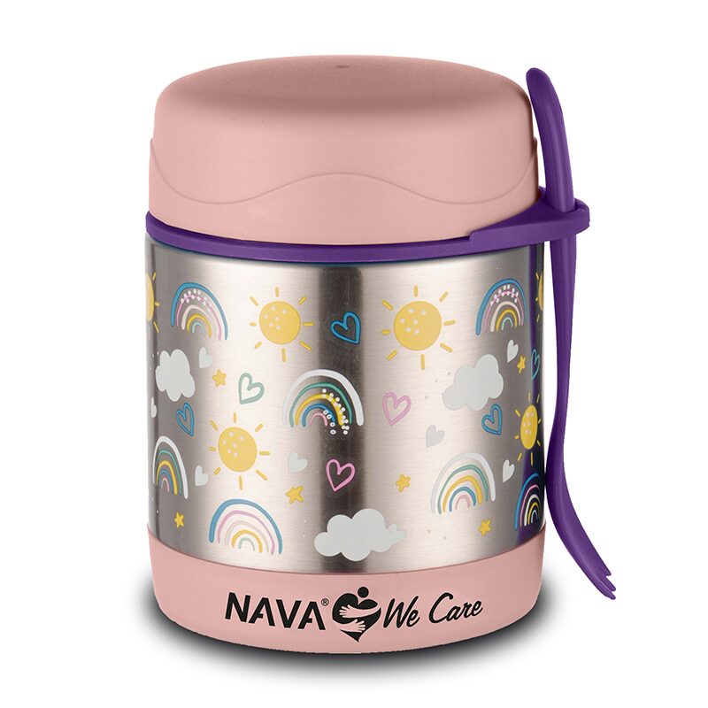 Caserola Termica Rotunda din Inox pentru Copii, Termos Mancare, 350 ml, Nava We Care - Protein4Life