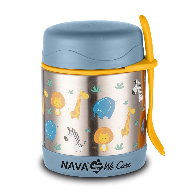 Caserola Termica Rotunda din Inox pentru Copii, Termos Mancare, 350 ml, Nava We Care - Protein4Life
