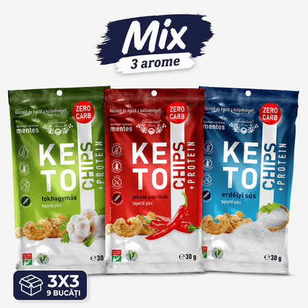 Chipsuri de Sorici Crocante Keto Pannonia, Snack Proteic 30g, 3 Arome Naturale (Sare, Usturoi, Paprika) - Protein4Life