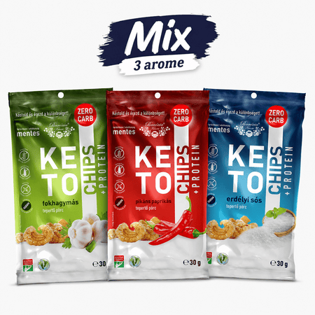 Chipsuri de Sorici Crocante Keto Pannonia, Snack Proteic 30g, 3 Arome Naturale (Sare, Usturoi, Paprika) - Protein4Life