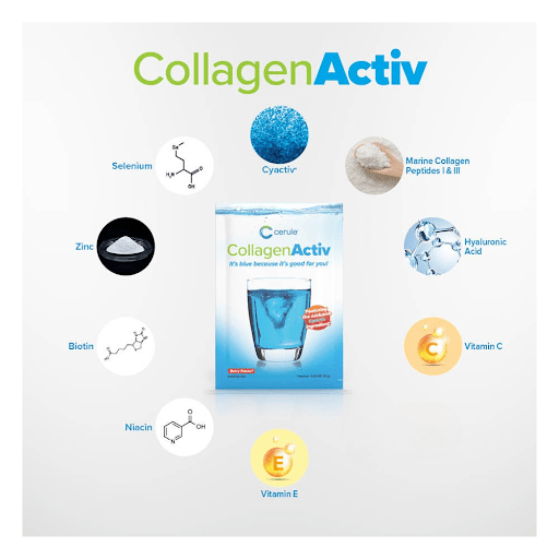Colagen Activ cu Cyactiv, Acid Hialuronic plus Vitamine si Minerale - Cerule - 30 portii - Protein4Life