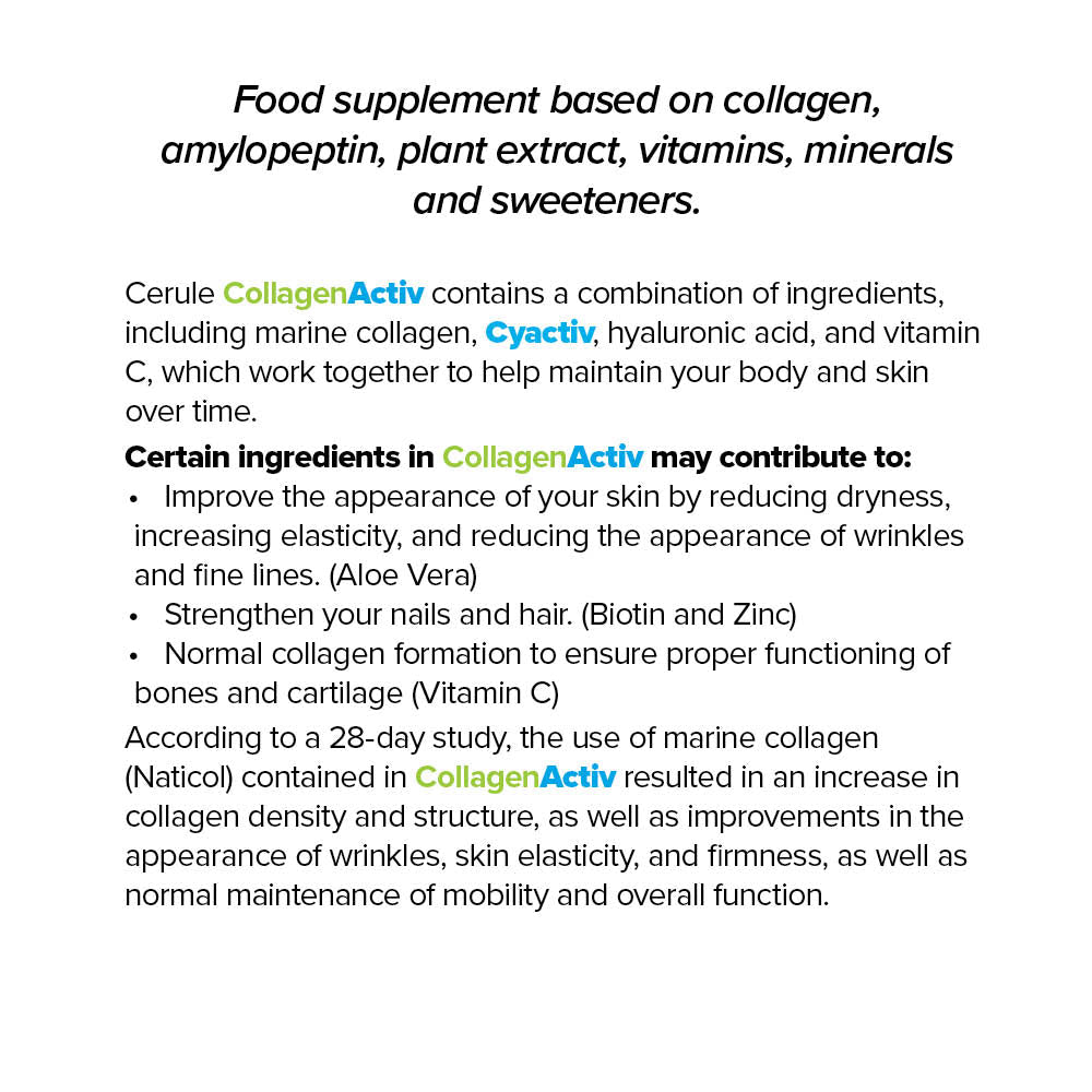 Colagen Activ cu Cyactiv, Acid Hialuronic plus Vitamine si Minerale - Cerule - 30 portii - Protein4Life