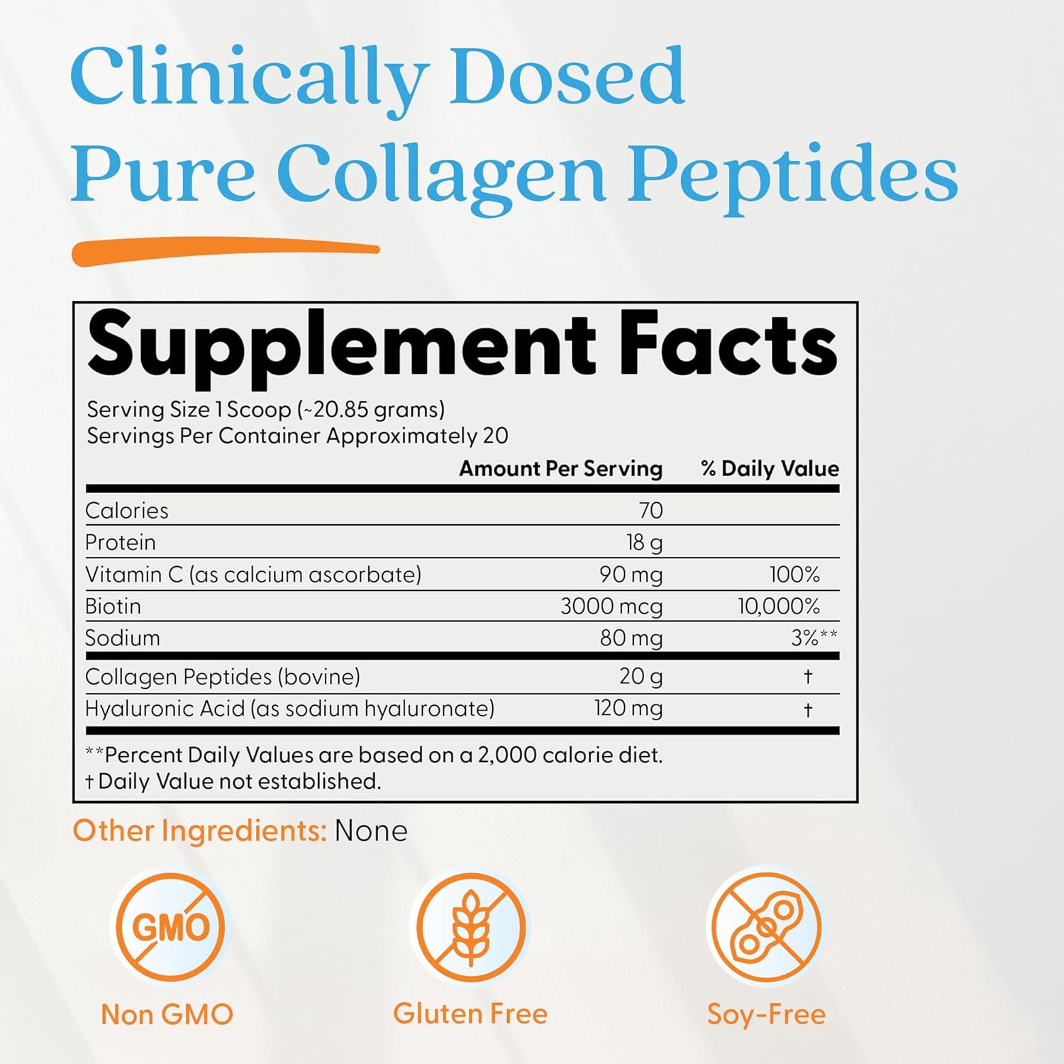 Colagen Hidrolizat cu Acid Hialuronic, Vitamina C si Biotina pentru Piele, Articulatii si Par - Doctor's Best Pure Collagen Peptides - 417 grame - Protein4Life