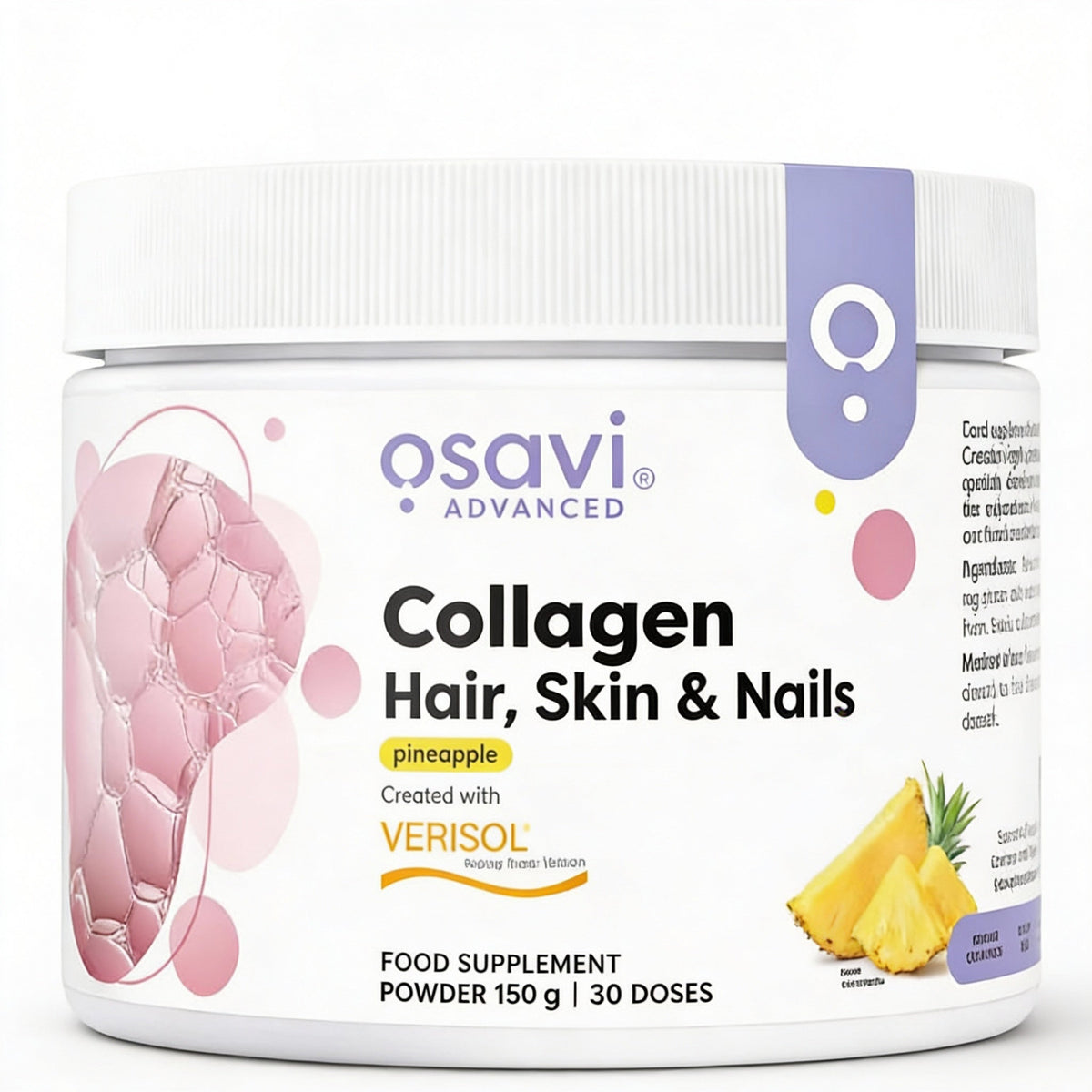 Colagen Peptide pentru Par, Unghii si Piele - Osavi - 150 grame - Aroma Ananas - Protein4Life