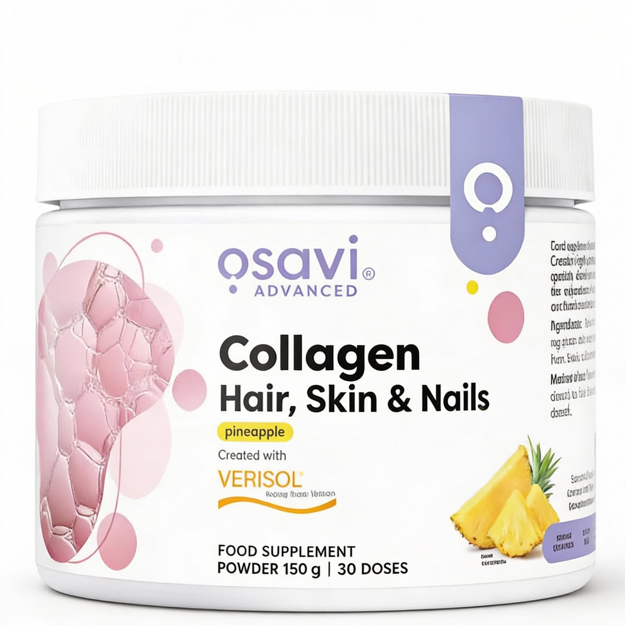 Colagen Peptide pentru Par, Unghii si Piele - Osavi - 150 grame - Aroma Ananas - Protein4Life
