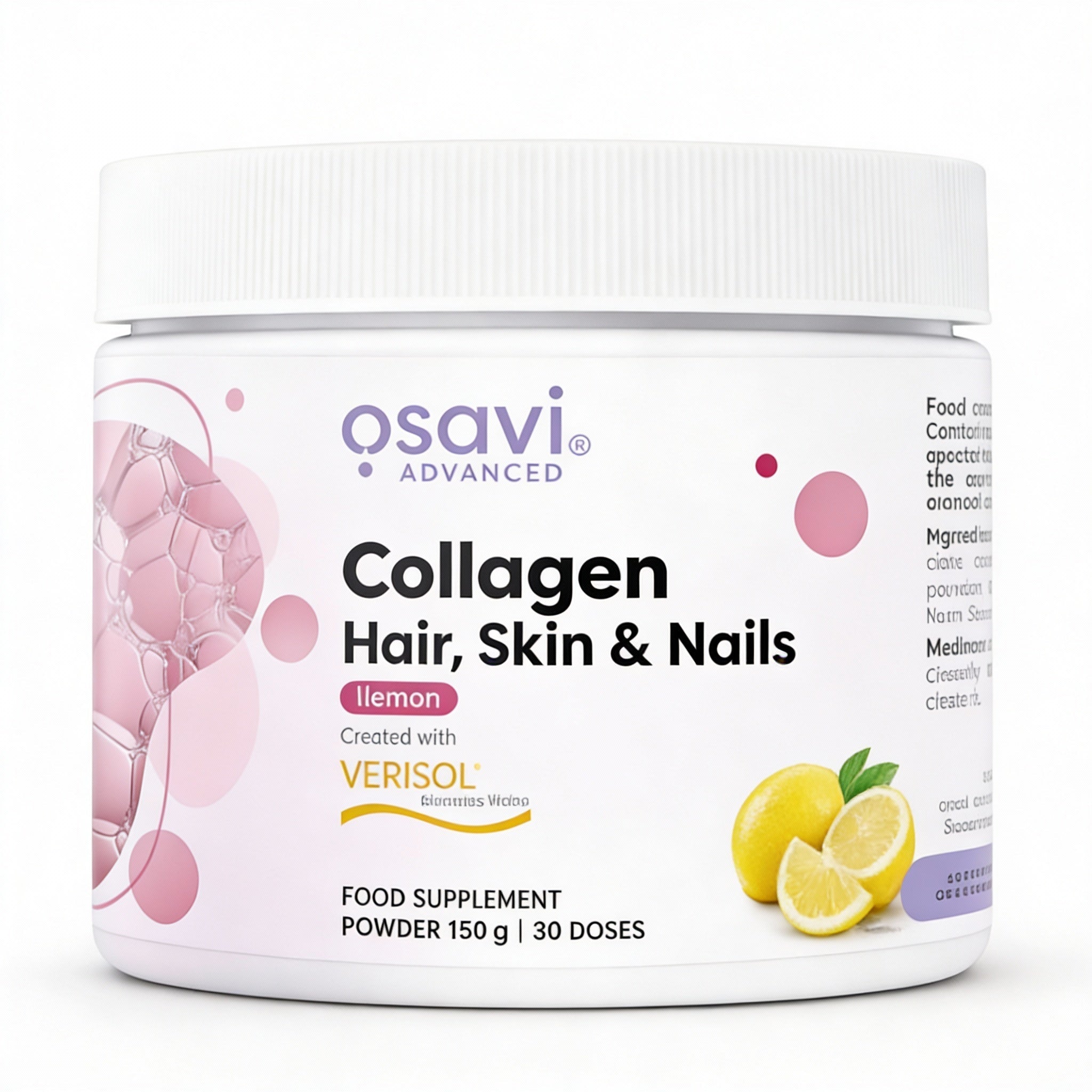 Colagen Peptide pentru Par, Unghii si Piele - Osavi - 150 grame - Aroma Lamaie - Protein4Life