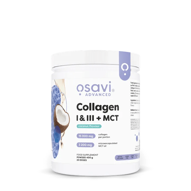 Colagen Tip I si III cu MCT din Cocos pentru Piele, Articulatii si Energie - Osavi - 400 grame - Protein4Life