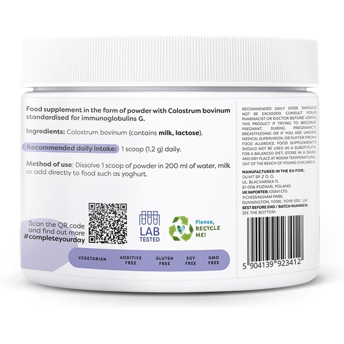 Colostrum Bovin Pudra - Osavi - 1200 mg - 100 grame - Protein4Life