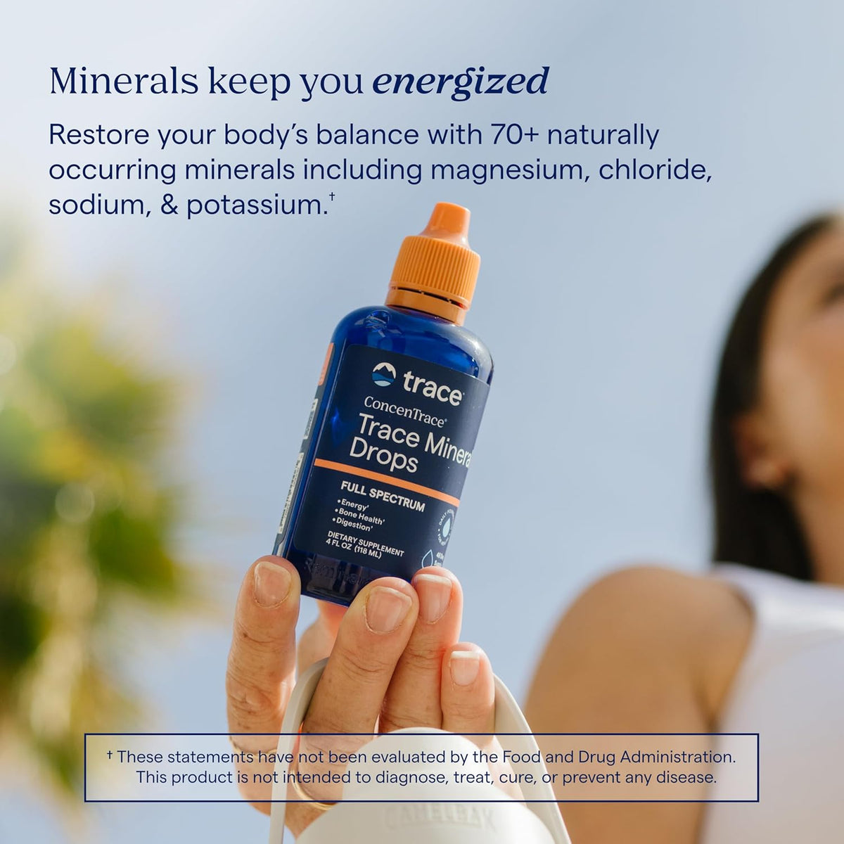 ConcenTrace Trace Mineral Drops Full Spectrum cu 72+ Minerale Ionice, Magneziu, Potasiu si Oligoelemente pentru Hidratare, Electroliti, Energie, Digestie, Muschi, Oase, Echilibru Mineral si Performanta Fizica - Trace Minerals - 48 portii - Protein4Life