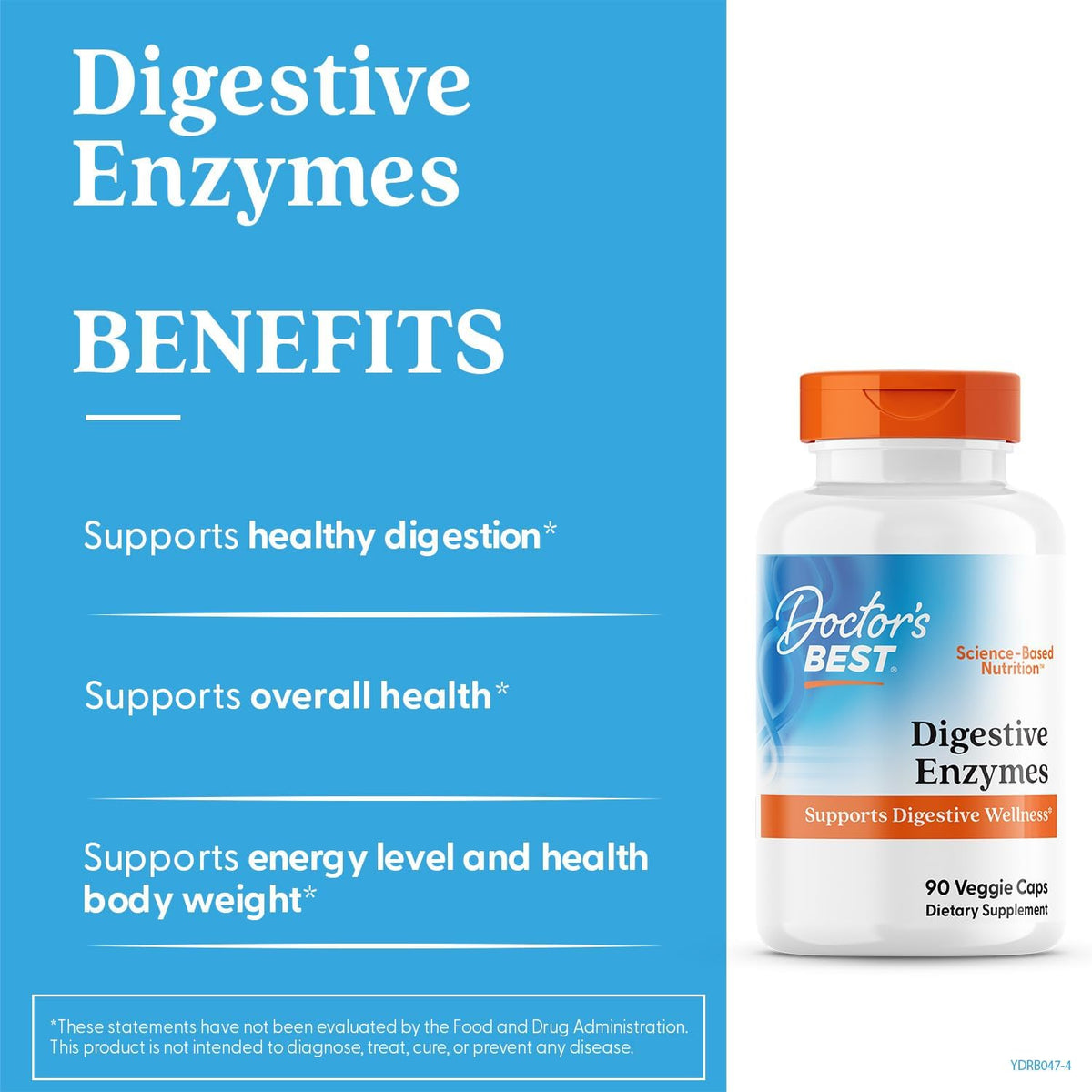 Digestive Enzymes pentru Digestia Proteinelor, Grasimilor si Carbohidratilor - Doctor's Best - 90 capsule - Protein4Life