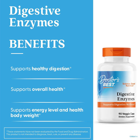 Digestive Enzymes pentru Digestia Proteinelor, Grasimilor si Carbohidratilor - Doctor's Best - 90 capsule - Protein4Life