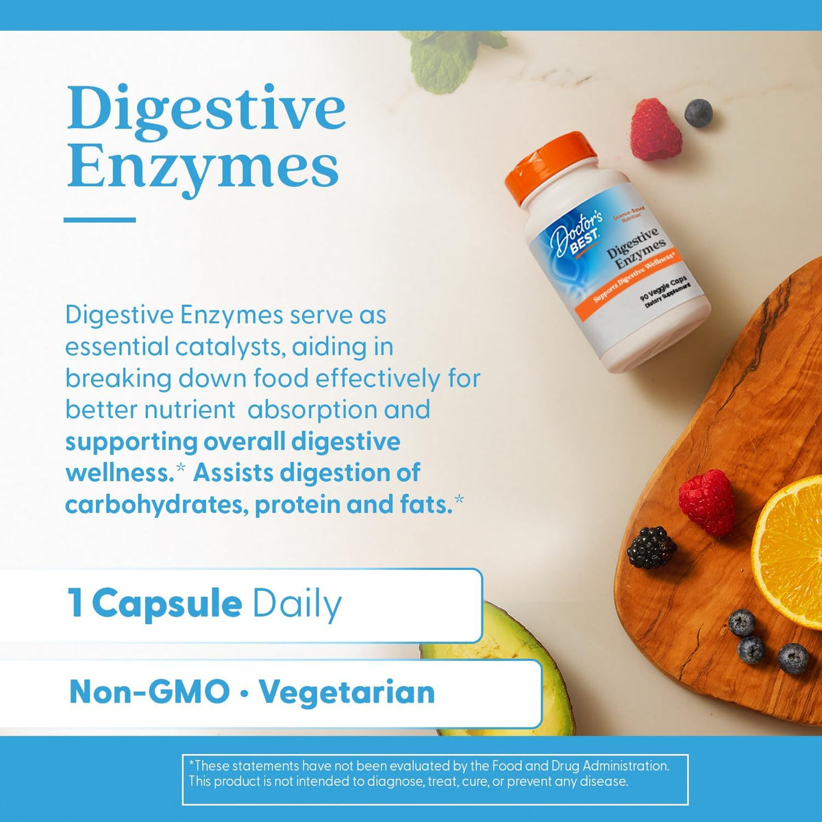 Digestive Enzymes pentru Digestia Proteinelor, Grasimilor si Carbohidratilor - Doctor's Best - 90 capsule - Protein4Life