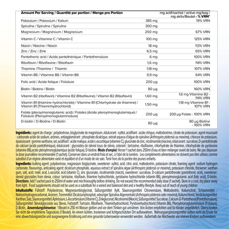 Electroliti Naturali Pudra - HydraActiv cu Vitamine, Minerale si Extract de Alge - Cerule - 30 portii - Protein4Life