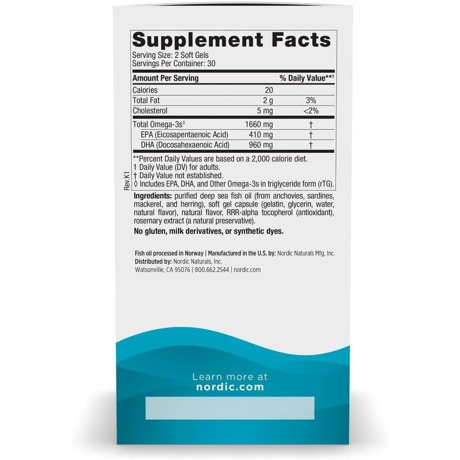 EPA Xtra Fish Oil - Nordic Naturals - 1640 mg - 60 capsule - Protein4Life