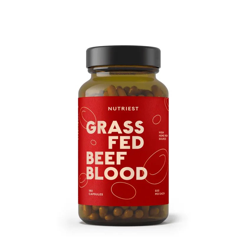 Fier HEME - Heme iron din Sange Liofilizat - Vita GrassFed - Nutriest - 180 capsule - Protein4Life
