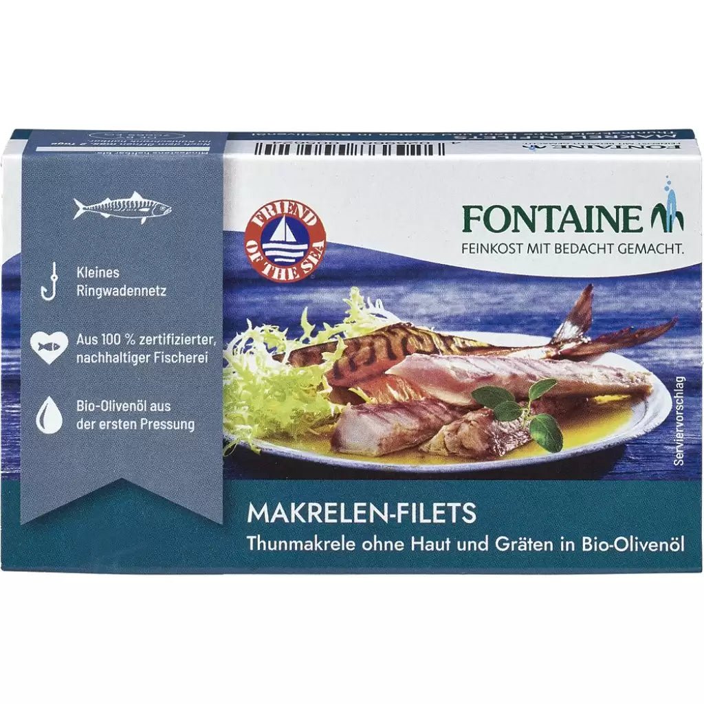 File de Macrou in Ulei BIO de Masline Extravirgin - Fontaine - 120 grame - Protein4Life