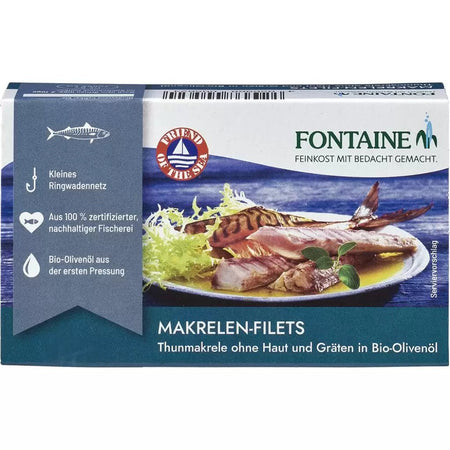 File de Macrou in Ulei BIO de Masline Extravirgin - Fontaine - 120 grame - Protein4Life
