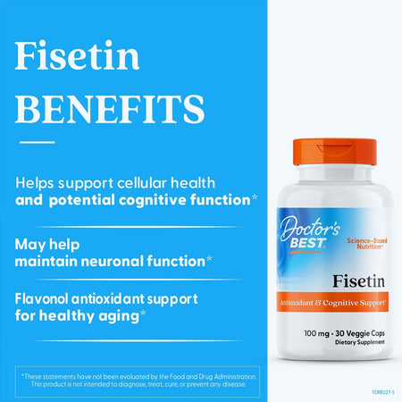 Fisetina cu Novusetin - NON GMO - Gluten Free - Doctor's Best - 100 mg - 30 capsule - Protein4Life