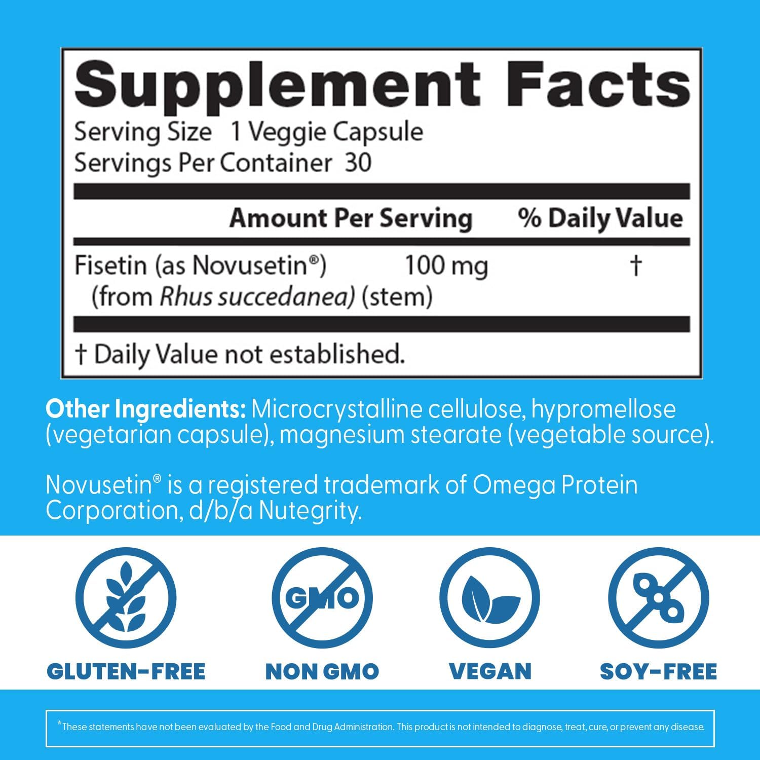 Fisetina cu Novusetin - NON GMO - Gluten Free - Doctor's Best - 100 mg - 30 capsule - Protein4Life