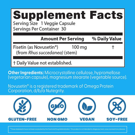Fisetina cu Novusetin - NON GMO - Gluten Free - Doctor's Best - 100 mg - 30 capsule - Protein4Life