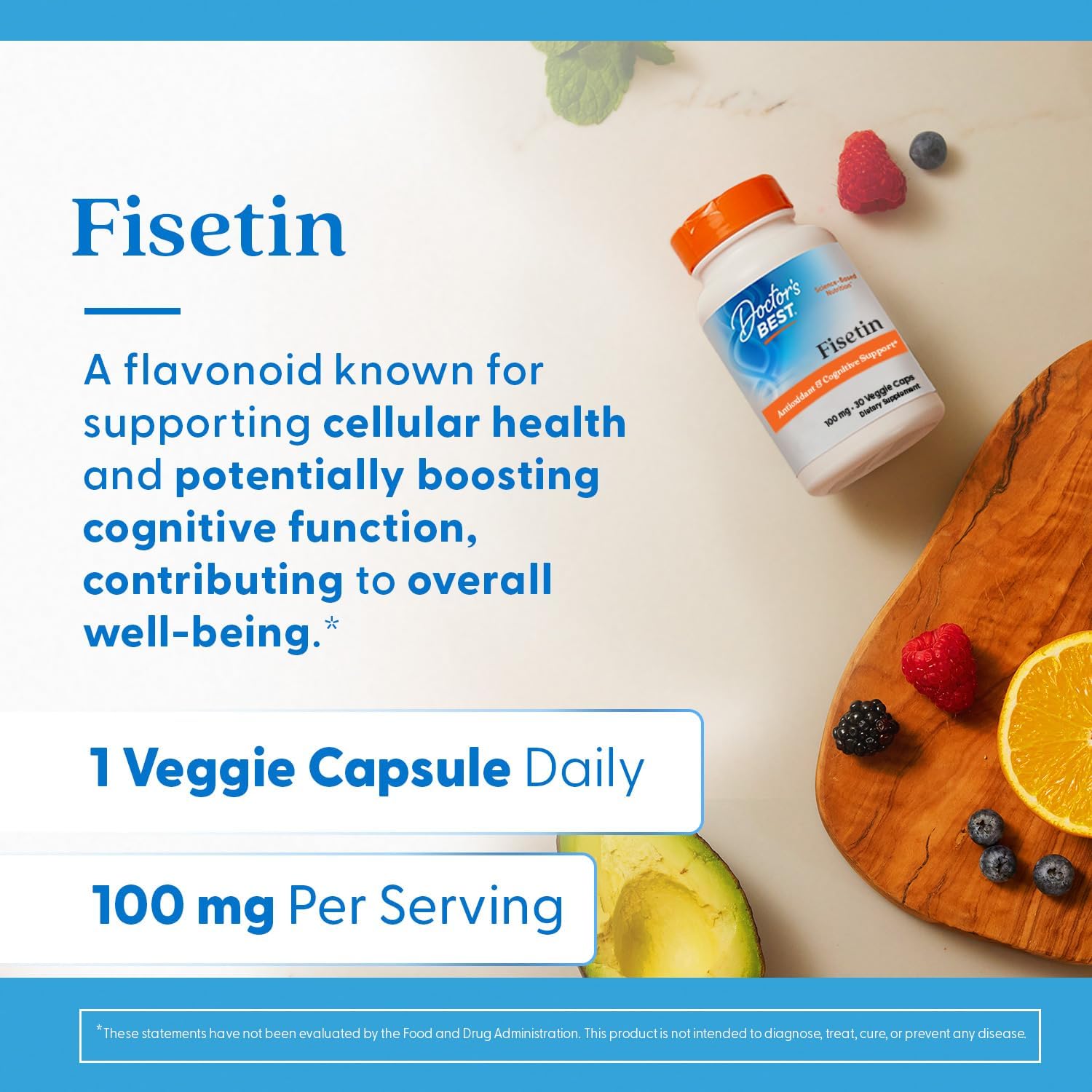 Fisetina cu Novusetin - NON GMO - Gluten Free - Doctor's Best - 100 mg - 30 capsule - Protein4Life