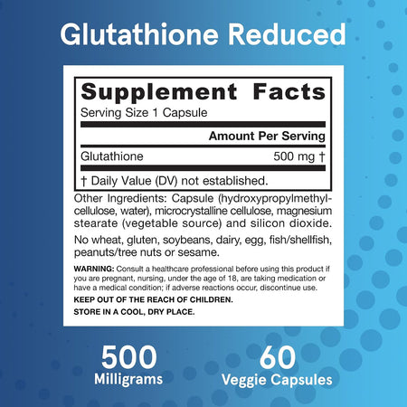 Glutation Redus 500 mg, Jarrow Formulas, 60 capsule vegetale - Protein4Life