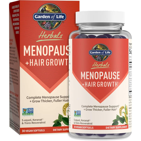 Herbal Menopause Supplement cu S - equol, Keranat si Trans - Resveratrol pentru Reducerea Simptomelor si Cresterea Parului - Garden of Life Herbals - 30 portii - Protein4Life