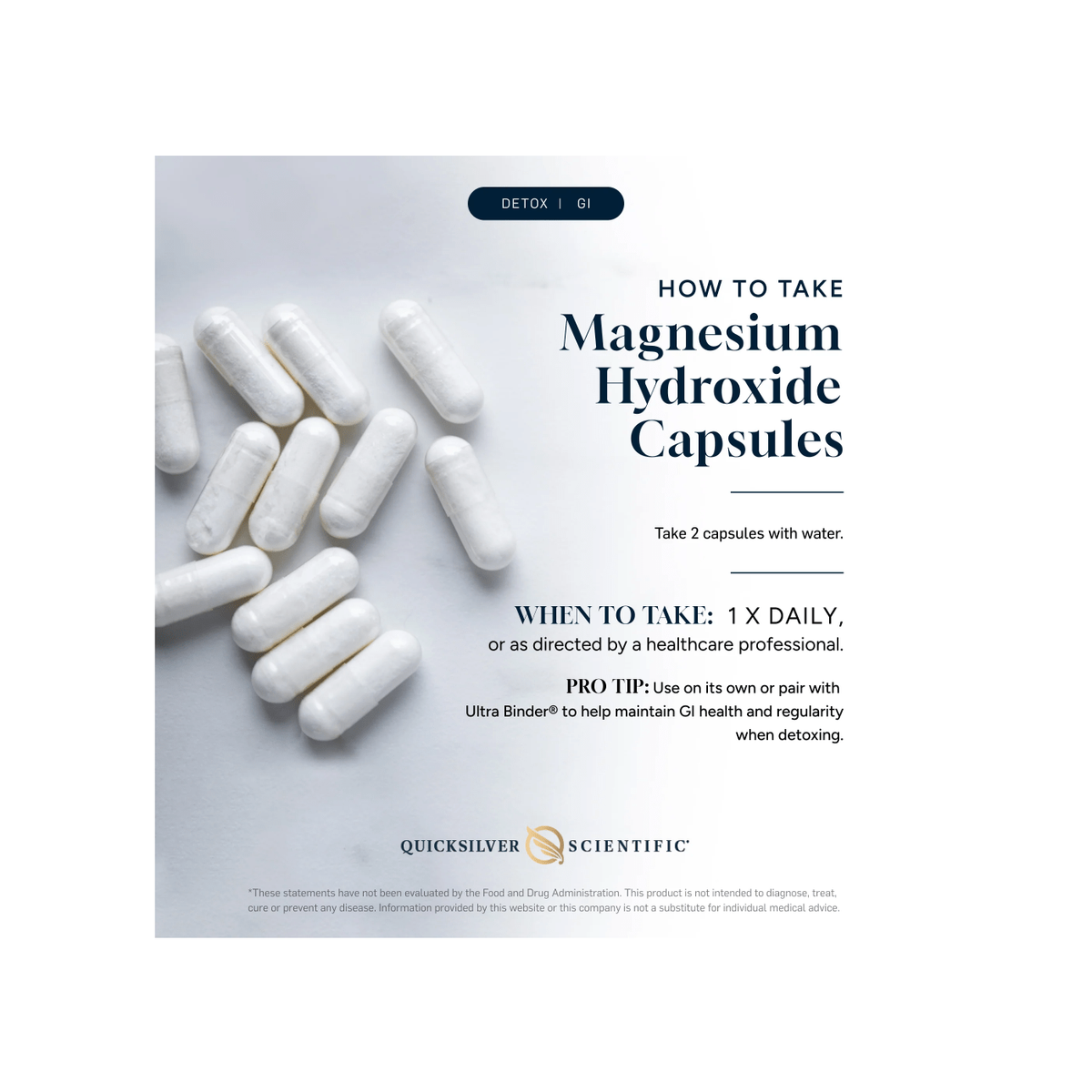 Hidroxid de Magneziu - Lapte de Magneziu - Quicksilver Scientific - 120 capsule - Protein4Life