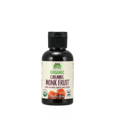 Indulcitor Monk Fruit Organic Lichid - Fructul Calugarului - Now Foods - Aroma Caramel - 53 ml - Protein4Life