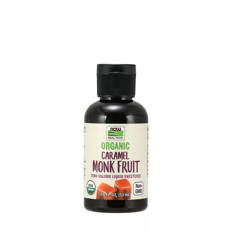 Indulcitor Monk Fruit Organic Lichid - Fructul Calugarului - Now Foods - Aroma Caramel - 53 ml - Protein4Life