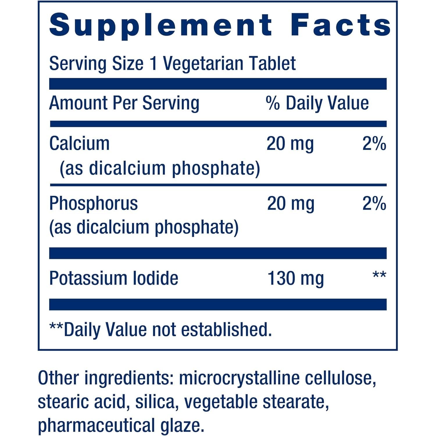 Iodura de Potasiu pentru Protectia Tiroidei - Life Extension - 130 mg - 14 tablete - Protein4Life