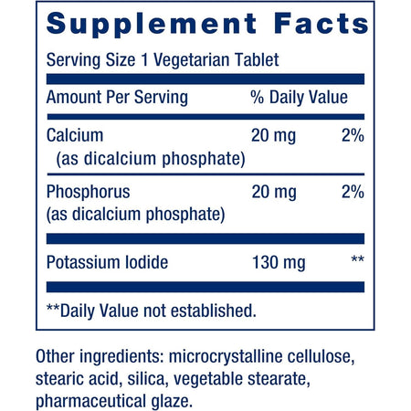 Iodura de Potasiu pentru Protectia Tiroidei - Life Extension - 130 mg - 14 tablete - Protein4Life