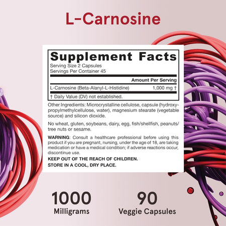 L - Carnosina - Antioxidant pentru Protectie Glicatie - Jarrow Formulas - 90 capsule - Protein4Life