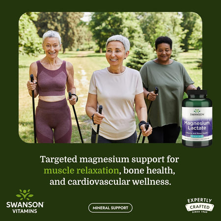 Lactat de Magneziu 84 mg pentru Sistemul Nervos, Muschi si Relaxare - Swanson - 120 capsule - Protein4Life